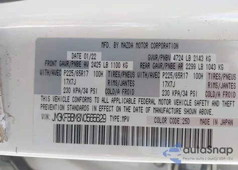 2022 Mazda Cx-5 2.5 S Select from USA, damaged, VIN JM3KFBBM8N0565629